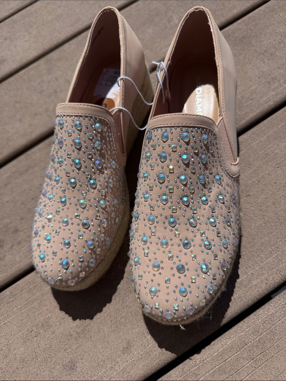 Diamond Supply Co. Nude Crystal-Embellished Slip-On Espadrilles